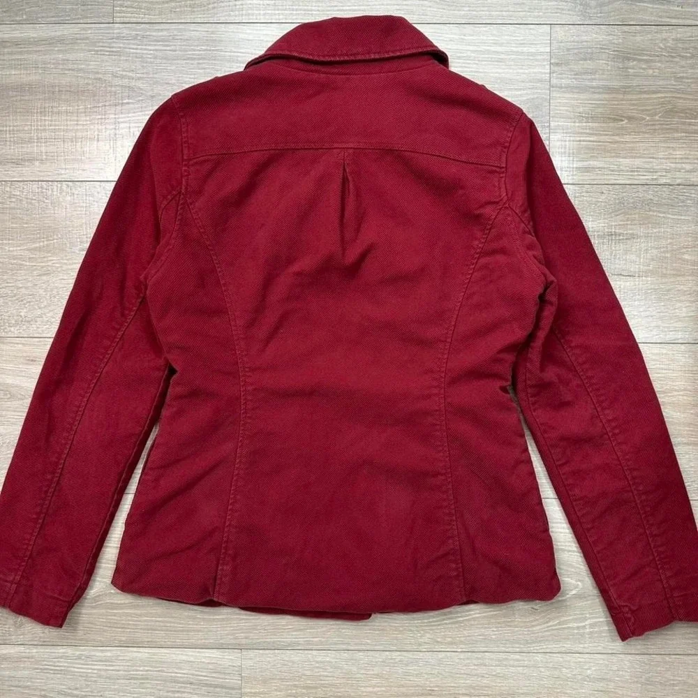 Y2K Mossimo‎ Burgundy Corduroy Double Breasted Pea Coat Cotton Jacket Wom Sz M/L
